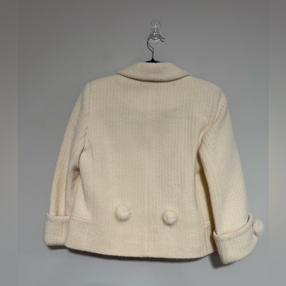 Cara Lotti Cream Angora Wool Knit Cropped Jacket Sizee Medium Made in France - Picture 2 of 11